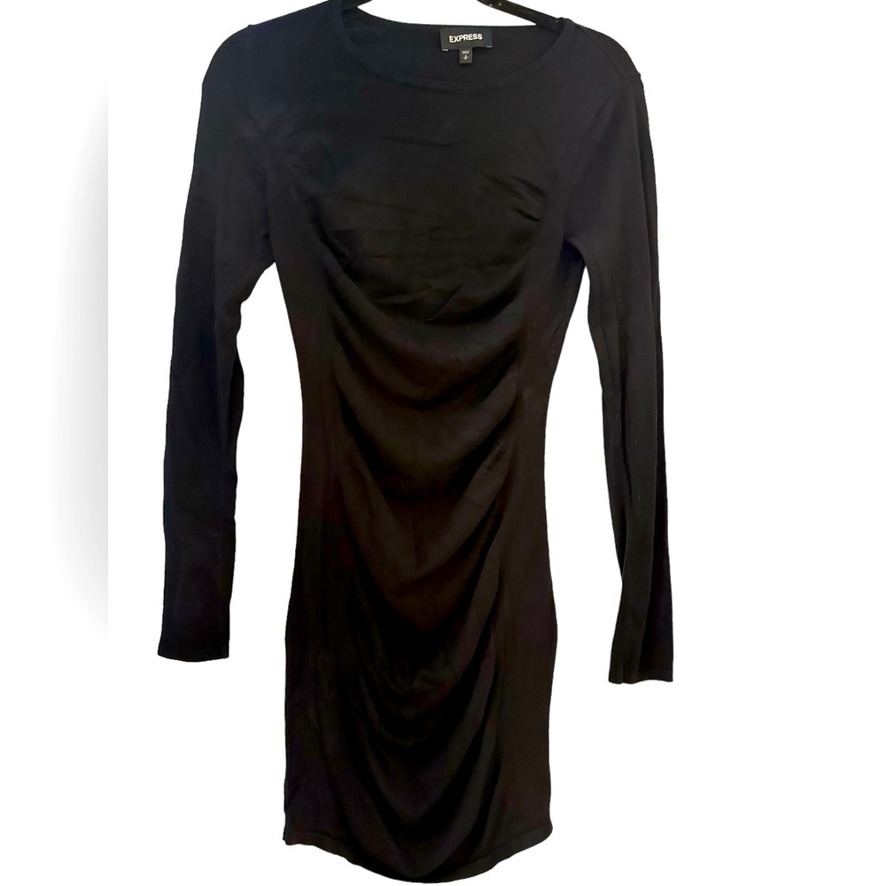 Express Black Rushed Long Sleeve Dress size SP